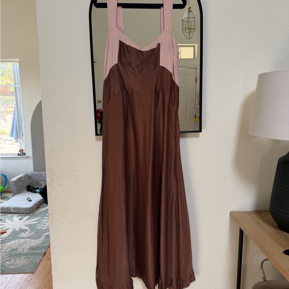 Anthropologie Dusty Rose Satin Slip Dress